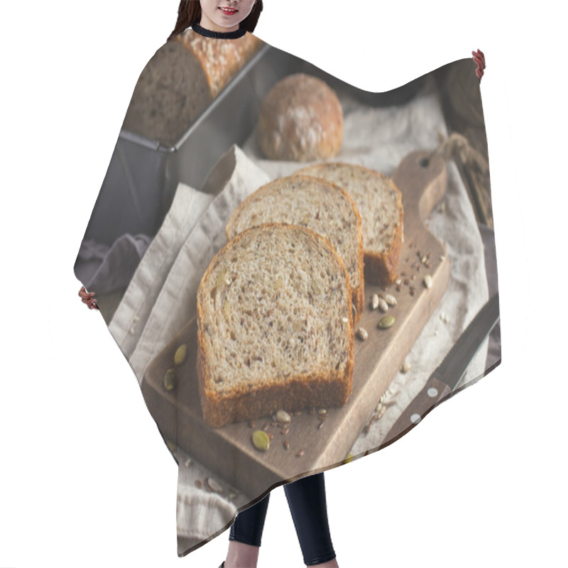 Personality  Fresh  Multigrain Bread On Rustic Background Hair Cutting Cape