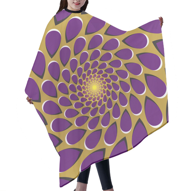 Personality  Purple Drops Fly Away Circularly Around The Center On Golden Background. Hair Cutting Cape