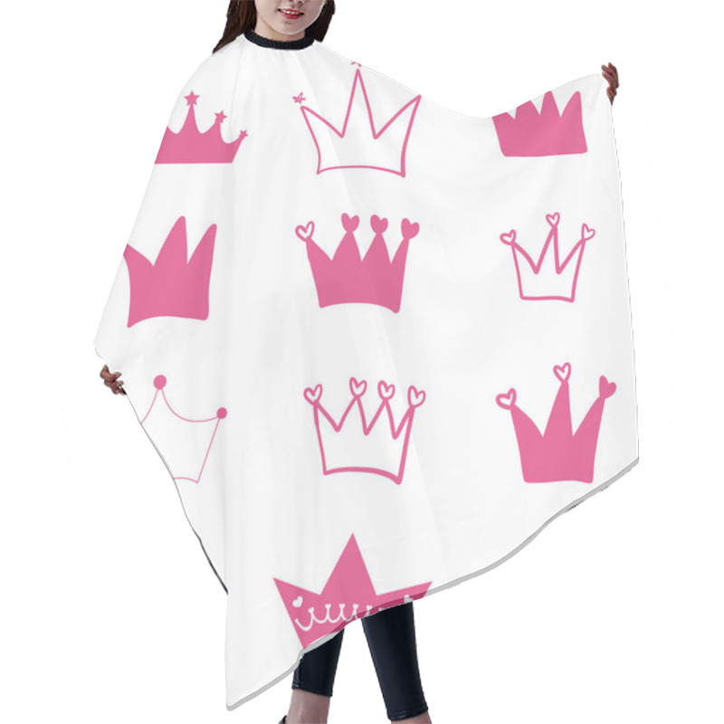 Personality  Hand Drawn Doodle Black Crown Illustration Set Hair Cutting Cape