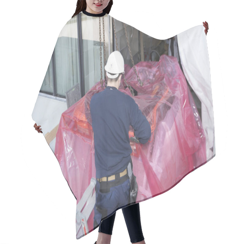 Personality  The Assembly And Mounting Of Industrial Equipment By Industry Worker Hair Cutting Cape