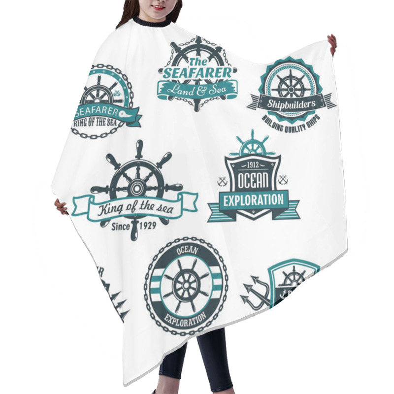 Personality  Nautical And Marine Anchors Vector Icons Set Hair Cutting Cape