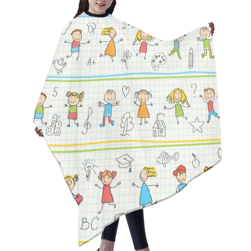 Personality  Children's Drawings In The School Notebook Hair Cutting Cape