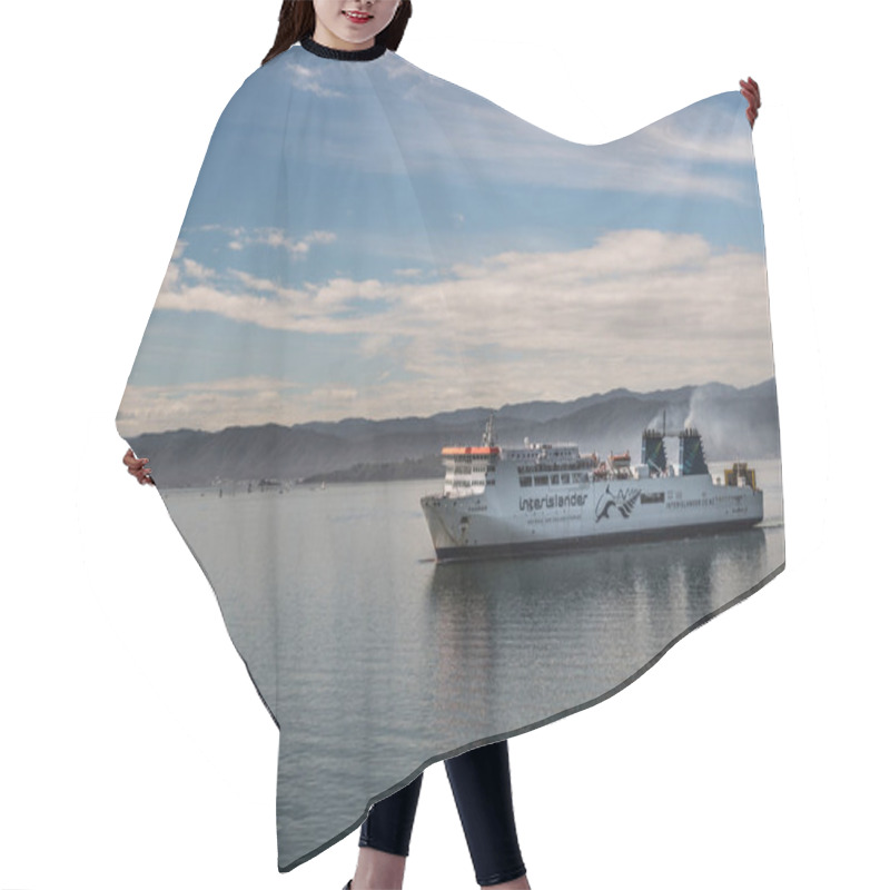 Personality  Interislander Ferry Arrives In Wellington Habour, New Zealand. Hair Cutting Cape