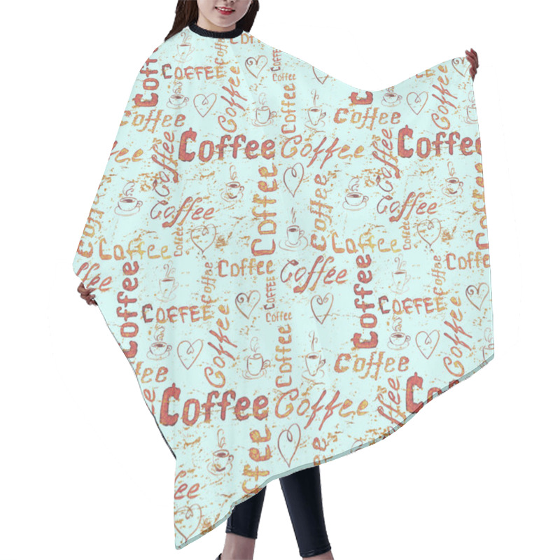 Personality  Seamless Sketch Coffee Pattern Hair Cutting Cape