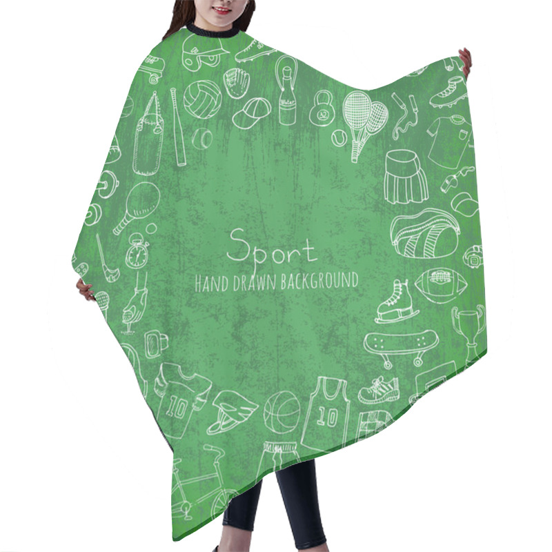 Personality  Hand Drawn Doodle Sport Set. Hair Cutting Cape