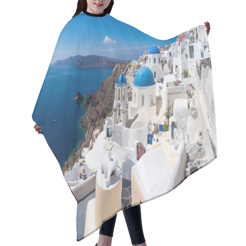 Personality  Panoramic Scenic View Of Oia Village On Santorini Hair Cutting Cape