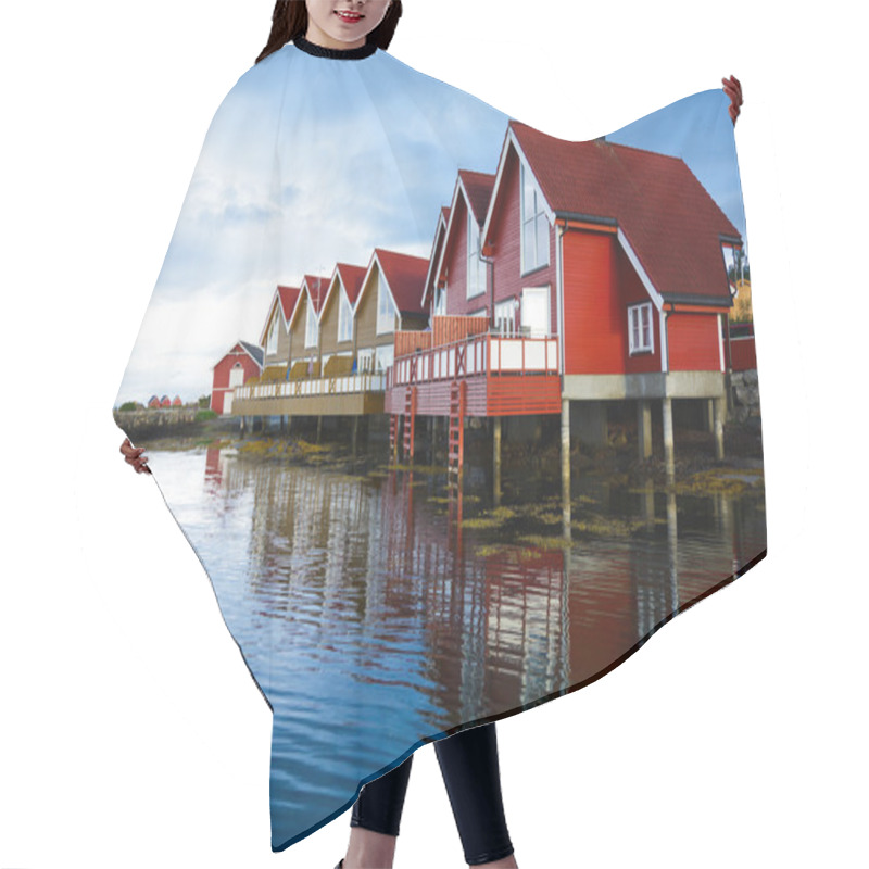 Personality  Camping Cabins On A Fjord Hair Cutting Cape