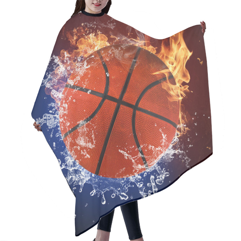 Personality  Basketball Ball In Fire Flames And Splashing Water Hair Cutting Cape