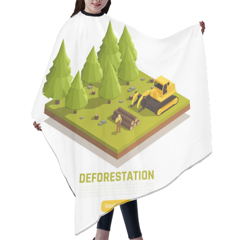 Personality  Natural Resources Isometric Composition  Hair Cutting Cape