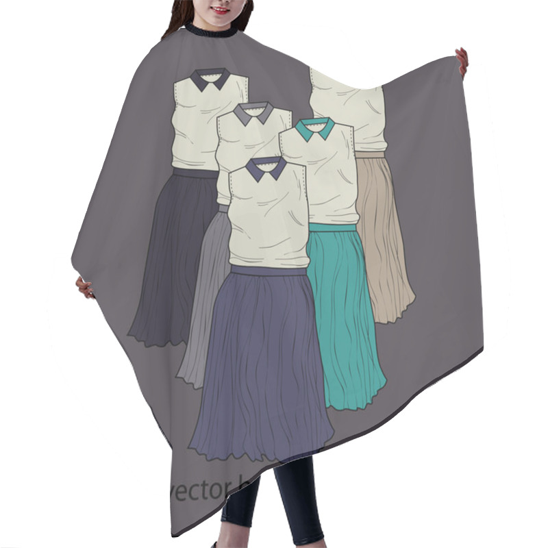 Personality  Vector Background With Dresses. Hair Cutting Cape