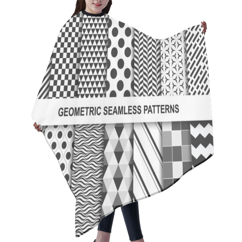 Personality  Collection Of Geometric Seamless Patterns. Hair Cutting Cape