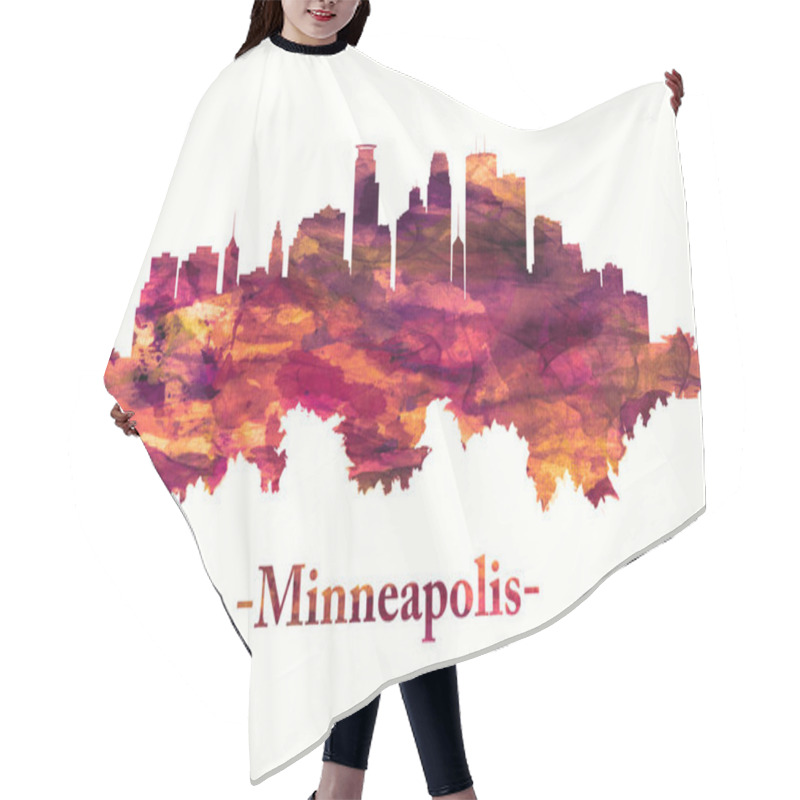 Personality  Minneapolis Minnesota Skyline In Red Hair Cutting Cape