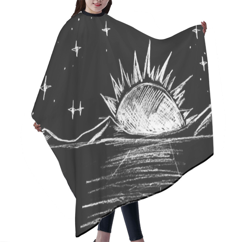 Personality  Landscape With A Night Sky With Stars And The Sun Hair Cutting Cape