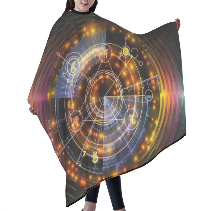 Personality  Astral Glow Series. Composition Of Sacred Geometry Lines, Astrology Symbols And Lights On The Subject Of Spirituality, Magic And Mysticism Hair Cutting Cape