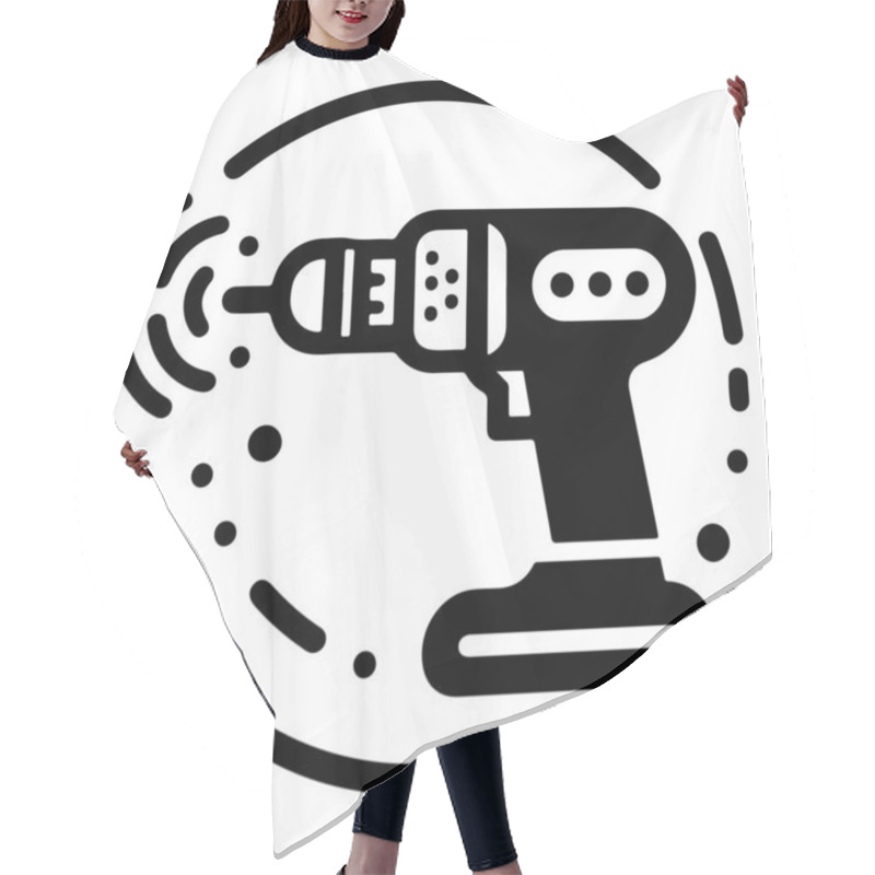 Personality  Power Drill Icon On White Background Hair Cutting Cape