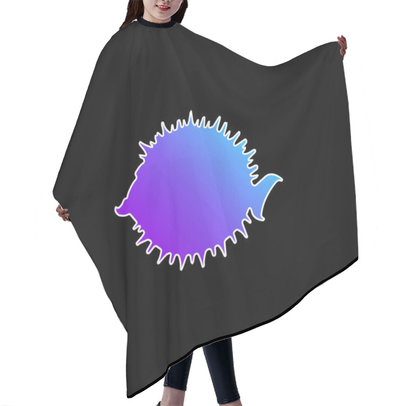 Personality  Balloonfish Side Shape Blue Gradient Vector Icon Hair Cutting Cape