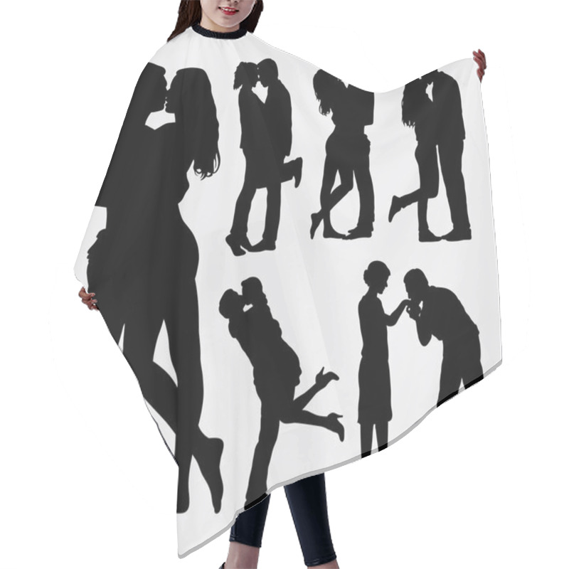 Personality  Valentines Kissing Couple People Silhouettes Hair Cutting Cape