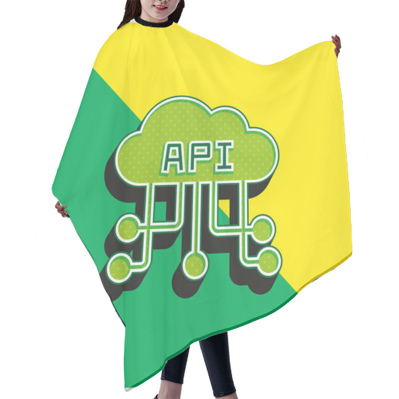 Personality  Api Green And Yellow Modern 3d Vector Icon Logo Hair Cutting Cape