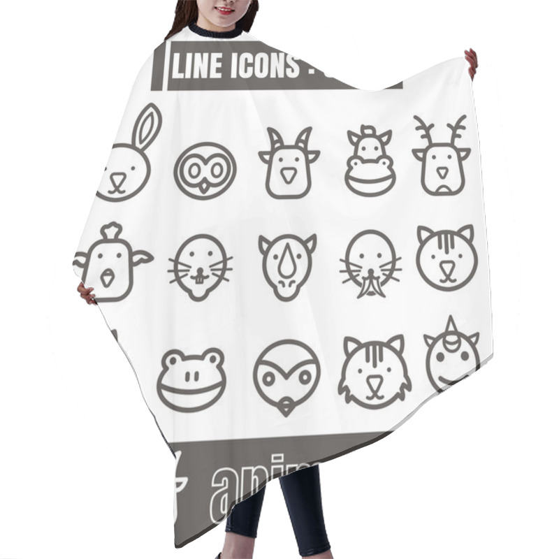 Personality  Icons Line Face Animal Modern Design Black Vector On White Backg Hair Cutting Cape