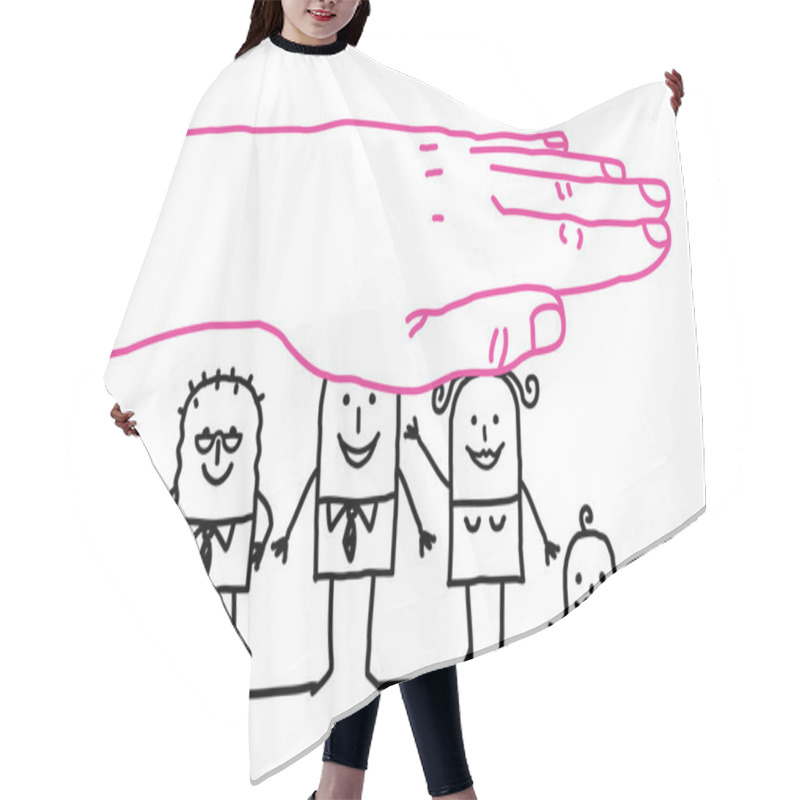 Personality  Big Hand And Cartoon Characters - Life Insurance Hair Cutting Cape