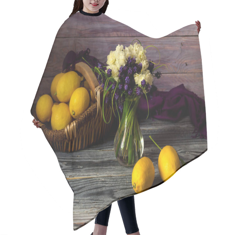 Personality  Wild Flowers In A Vase And Lemons Hair Cutting Cape