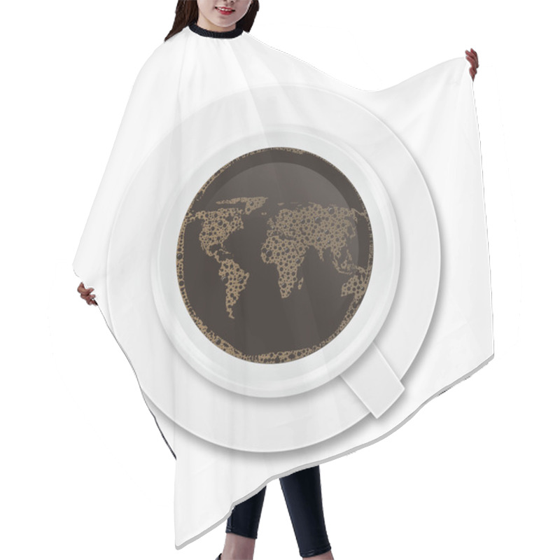 Personality  Coffee Cup Map World Hair Cutting Cape