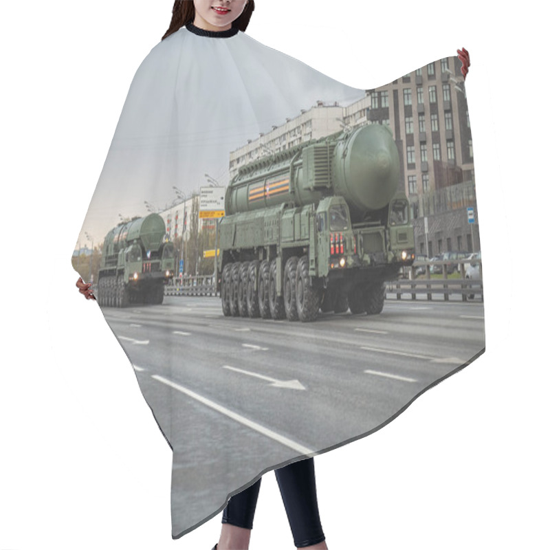 Personality  May 4, 2021, Russia, Moscow. Rehearsal Of The Victory Parade In The Great Patriotic War. Topol M Missile ComplexHighway Hair Cutting Cape