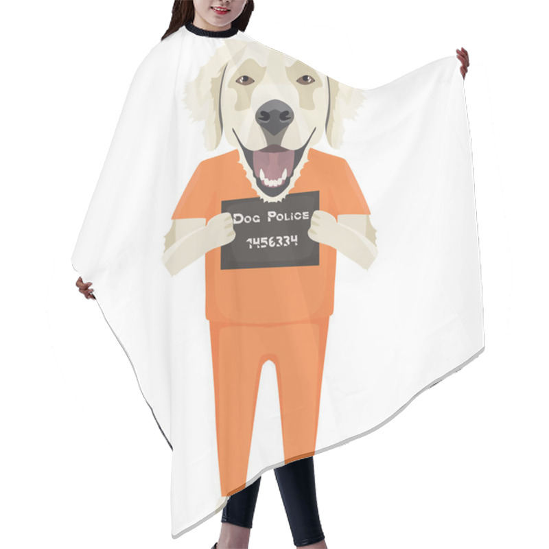 Personality  Mugshot Prison Clothes Dog Golden Retriever  Hair Cutting Cape