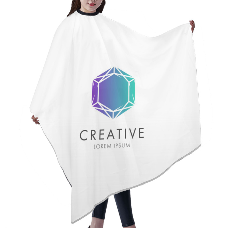 Personality  Crystal Gradient Logo Hair Cutting Cape