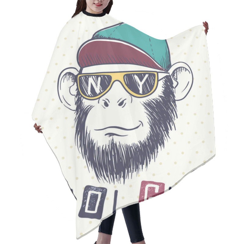 Personality  Cool Monkey Chimpanzee Dressed In Sunglasses Hair Cutting Cape