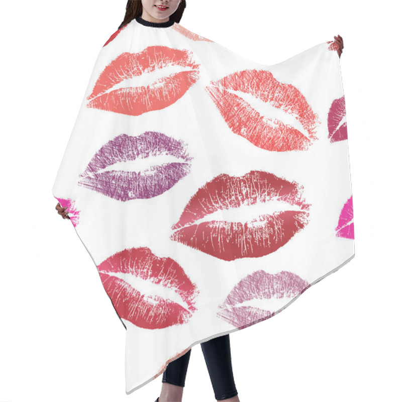 Personality  Vector Seamless Background. Lips Prints Hair Cutting Cape