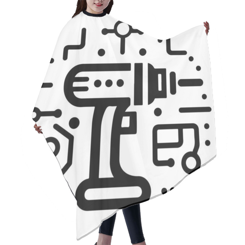 Personality  Futuristic Power Drill Icon Hair Cutting Cape