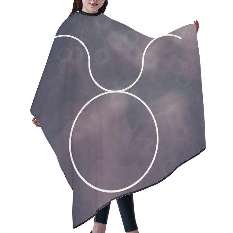 Personality  Zodiac Sign - Taurus. White Thin Line Astrological Symbols On Blurry Colorful Abstract Background. Hair Cutting Cape