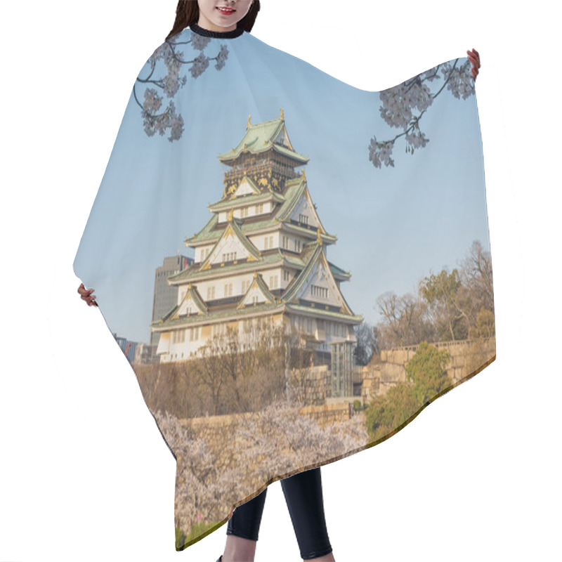 Personality  Beautiful Osaka Castle With Blooming Cherry Blossoms In Sakura Spring Season In Osaka, Japan Hair Cutting Cape