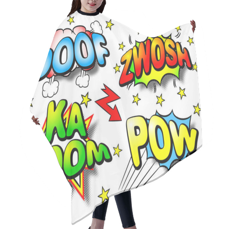 Personality  Effect Bubbles With Ooof, Zwosh, Ka Boom, Pow Hair Cutting Cape