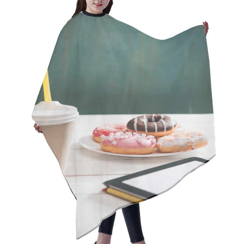 Personality  Breakfast With Coffee And Donuts  Hair Cutting Cape