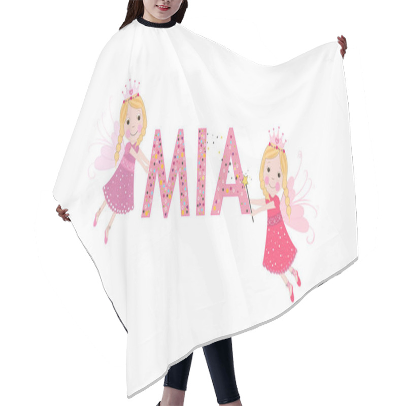 Personality  Mia Female Name With Cute Fairy Tale Vector Hair Cutting Cape