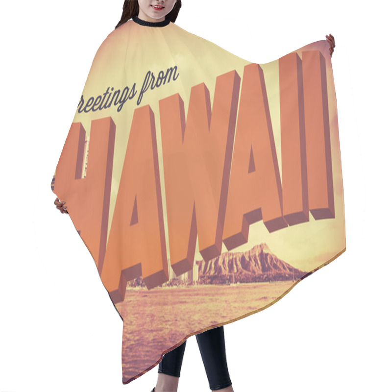 Personality  Retro Greetings From Hawaii Postcard Hair Cutting Cape