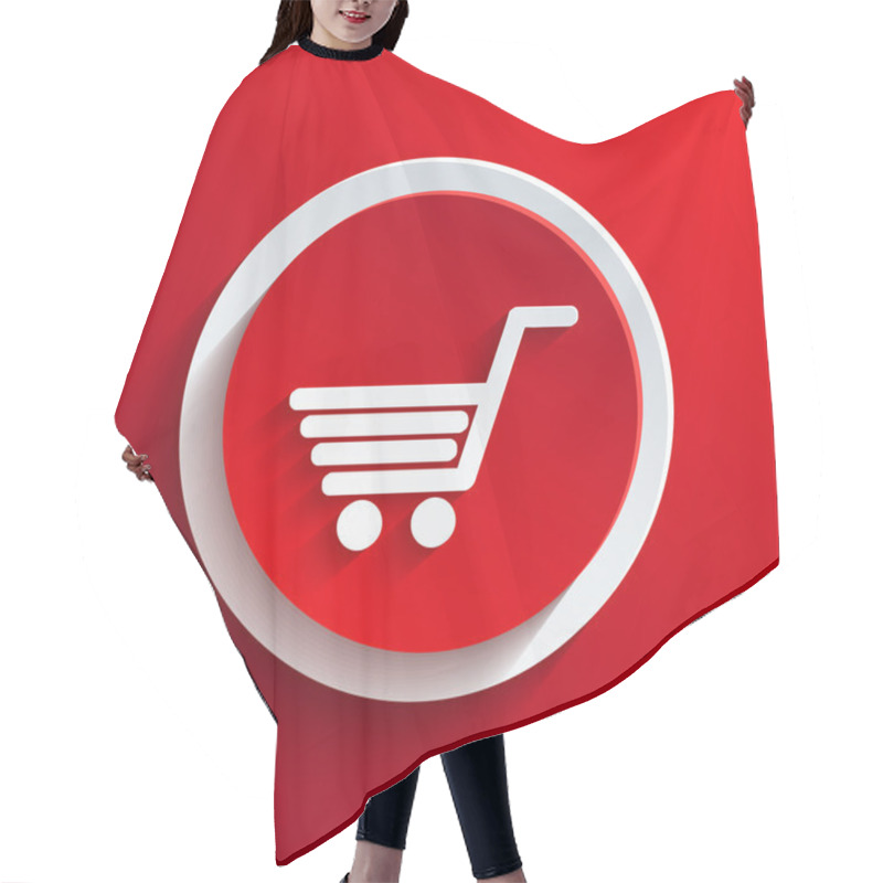 Personality  Vector Red Circle Icon. Eps10 Hair Cutting Cape