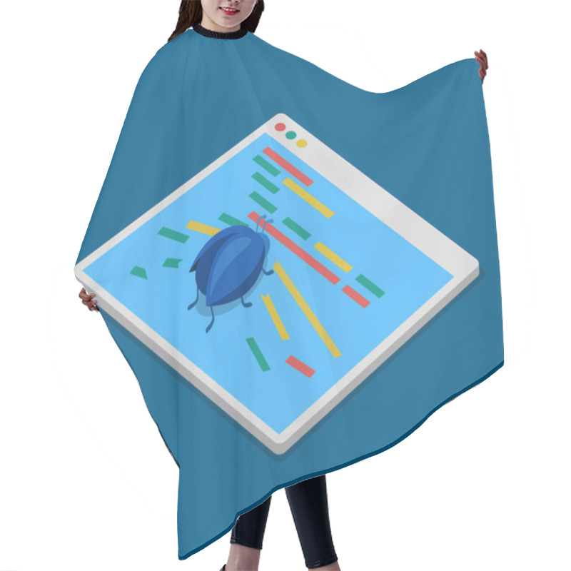 Personality  Program Code Bug Isometric Concept Hair Cutting Cape