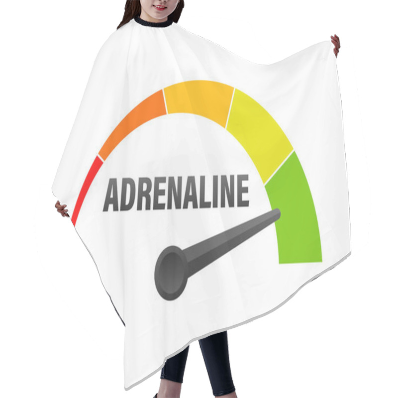 Personality  Adrenaline Level Meter, Measuring Scale. Adrenaline Speedometer, Indicator Vector Illustration Hair Cutting Cape