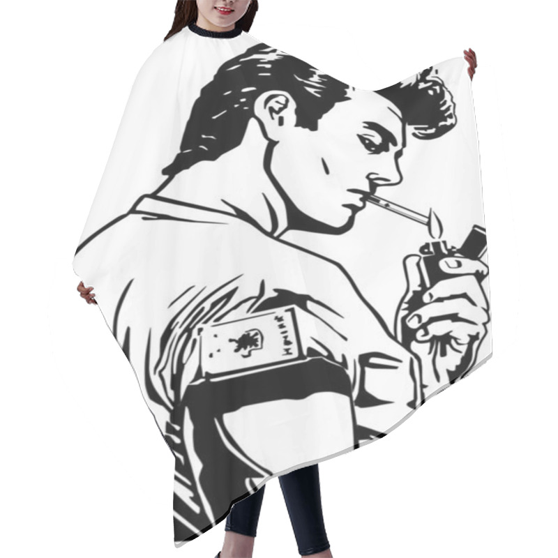 Personality  Greaser Lighting Cigarette Hair Cutting Cape