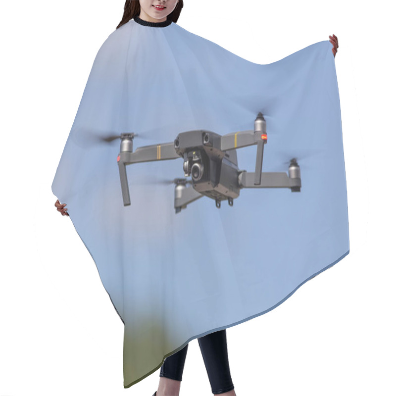 Personality  The Drone Copter Flying With Digital Camera. Hair Cutting Cape