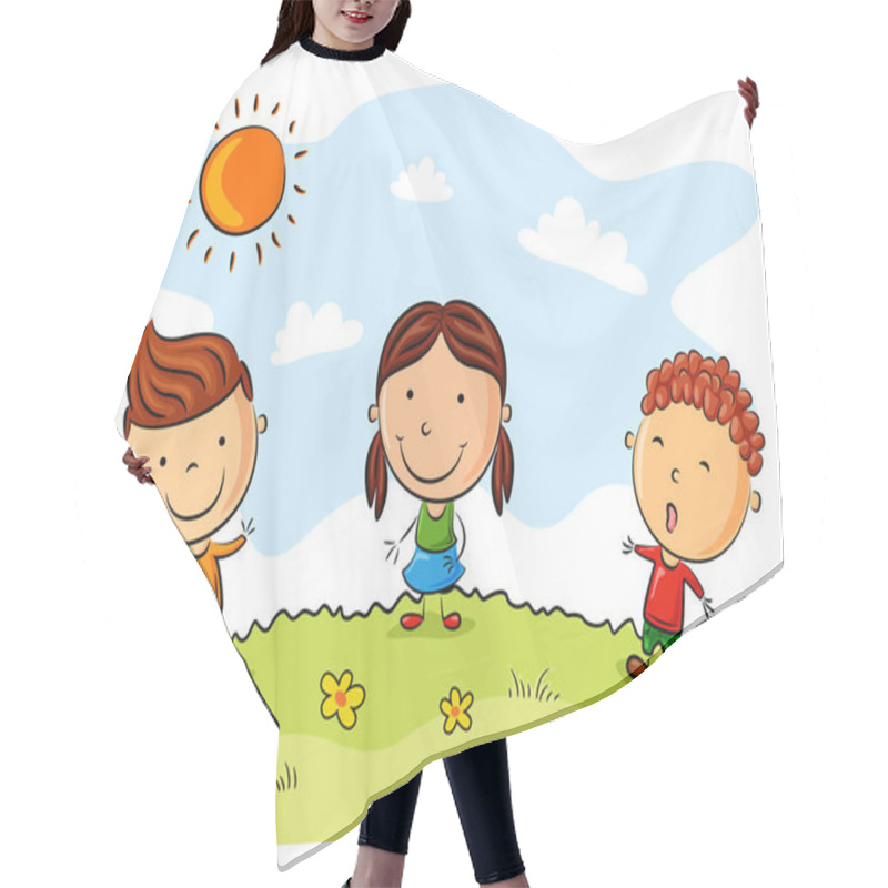 Personality  Happy Kid Cartoon Isolated On White Background Hair Cutting Cape