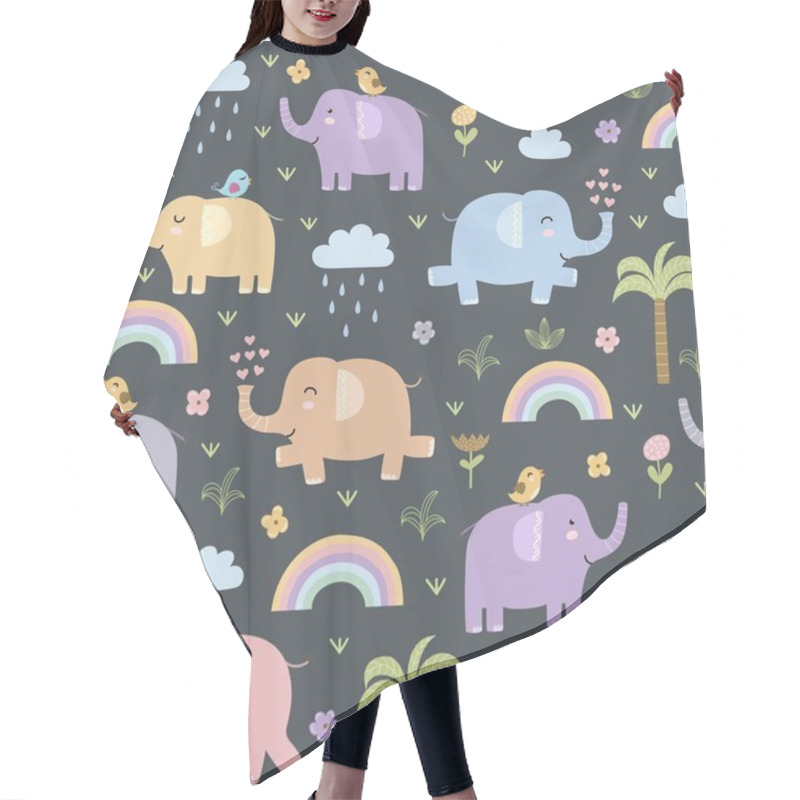 Personality  Funny Elephants Seamless Pattern Hair Cutting Cape