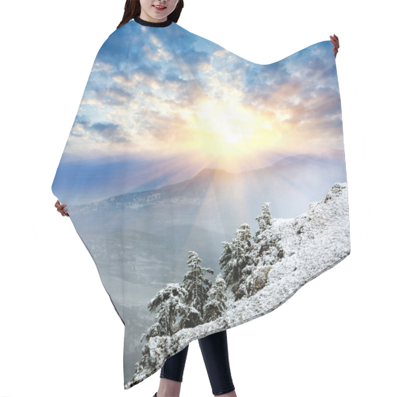 Personality  Winter Evening In Mountains Hair Cutting Cape