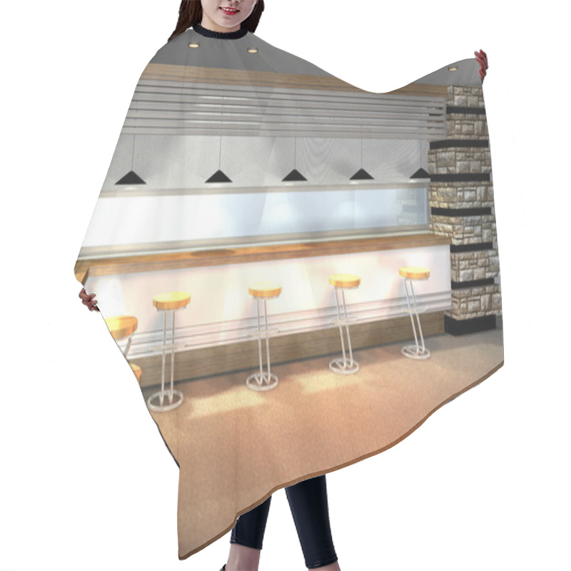 Personality  3D Render Of Modern Interior Hair Cutting Cape