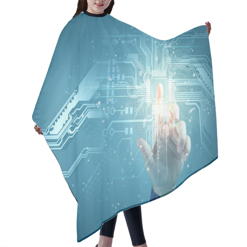 Personality  Future Technology. Touch Button Inerface Hair Cutting Cape