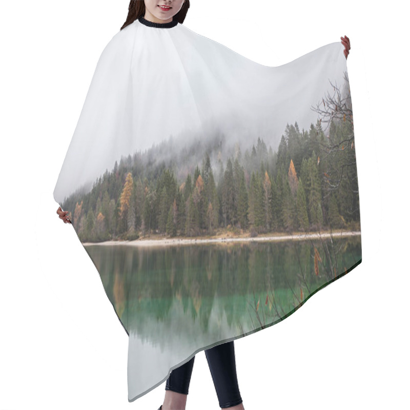 Personality  Alpine Lake In Foggy Morning In Mountains Hair Cutting Cape