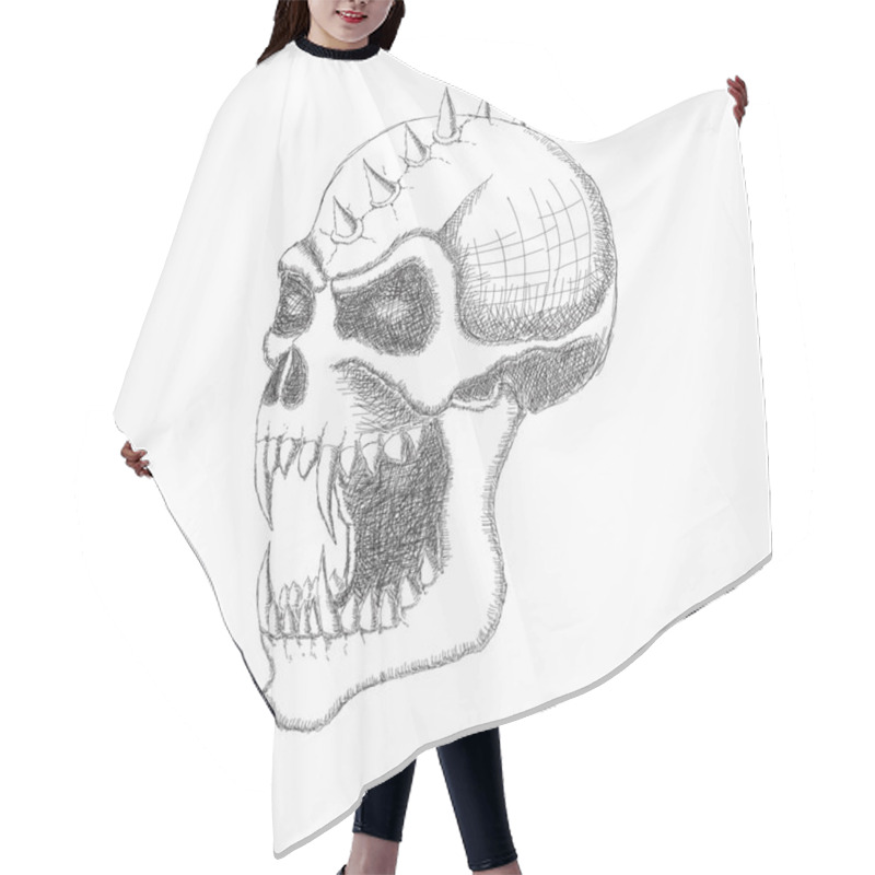 Personality  Vampire Skull In Profile Hair Cutting Cape